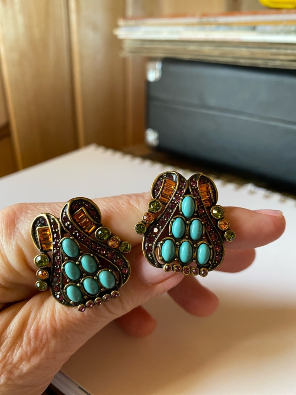 Heidi Daus Turquoise and Purple Multi-Colour Clip Earrings - Picture 7 of 17